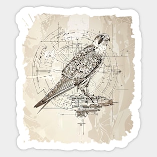 Peregrine Falcon Technical Sketch Sticker